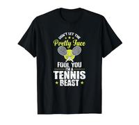 Cara Bonita, Soy una Bestia del Tenis Camiseta gráfica económica, Hombre, Negro, L