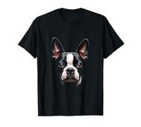 Cara Bostie de perro Boston Terrier negro Camiseta