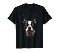 Cara Bostie de perro Boston Terrier negro Camiseta