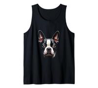 Cara Bostie de perro Boston Terrier negro Camiseta sin Mangas