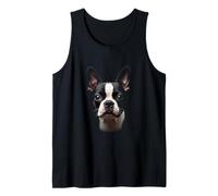 Cara Bostie de perro Boston Terrier negro Camiseta sin Mangas