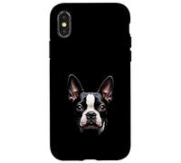 Cara Bostie de perro Boston Terrier negro Carcasa para iPhone X/XS