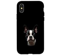 Cara Bostie de perro Boston Terrier negro Carcasa para iPhone X/XS