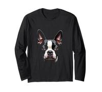 Cara Bostie de perro Boston Terrier negro Manga Larga