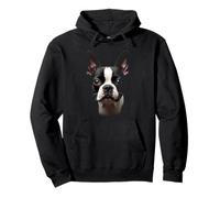 Cara Bostie de perro Boston Terrier negro Sudadera con Capucha