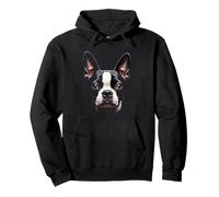 Cara Bostie de perro Boston Terrier negro Sudadera con Capucha