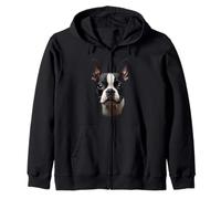 Cara Bostie de perro Boston Terrier negro Sudadera con Capucha