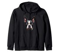 Cara Bostie de perro Boston Terrier negro Sudadera con Capucha
