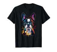 Cara colorida de Boston Terrier, para amantes de los perros, hombres y mujeres Camiseta
