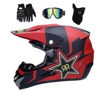 Cara Completa Casco de Motocross, con Gafas Guantes Mascarilla, Juventud Niño Fuera de La Carretera Moto Chocar Casco, Downhill Carreras de Enduro ATV MTB BMX Quad Dirt Bike Casco(OO,S/52-53CM)