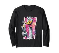 Cara de Avestruz Divertida Graffiti Pop Personaje gráfico pájaro Goofy Manga Larga