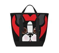 Cara de Boston Terrier,Bolsas de almuerzo de gran capacidad, bolsa de mano térmica para mujeres, hombres, trabajo, picnic, viajes.