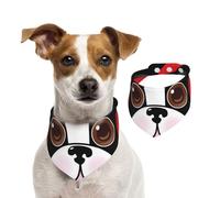 Cara de Boston Terrier,Pañuelos de algodón para Perros, Bufandas Ajustables para Mascotas,L