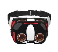 Cara de Boston Terrier,Riñonera Cuadrada de Doble Capa, Bolso de Viaje, Bolso Informal para el Pecho.