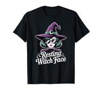 Cara de Bruja descansando Divertida Cita sarcástica Moderna de Halloween Camiseta
