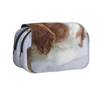 Cara de Cavalier King Charles Spaniel Estuche para lápices portátil con Doble Concha y Cremallera