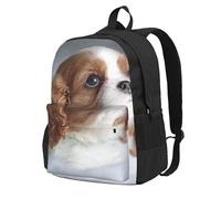 Cara de Cavalier King Charles Spaniel,Mochila con bolsillos, mochila informal para el día a día, resistente al agua, ideal para la escuela, viajes