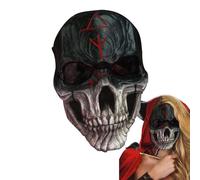 Cara de esqueleto, cubierta facial de calavera para mujer, cubierta facial de terrorismo guerrero, cubierta de cabeza completa para adultos, cubierta facial de látex realista, esqueleto espeluznante