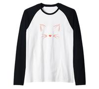 Cara de Gato Invisible Coral Color Gráfico Camiseta Manga Raglan
