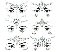 Cara De Gemas 6pcs Pegatinas Cara Joyas Sirena Cara Gems Maquillaje Festival para MúSica Carnaval, Fiesta, Joyería Corporal