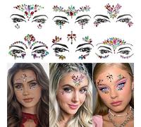 Cara De Gemas Maquillaje Festival 6 Hojas Pegatinas Brillantes Cara Gemas Faciales Adhesivas para MúSica Carnaval, Fiesta, Festival, Maquillaje,VíSpera De Todos Los Santos-Estilo A