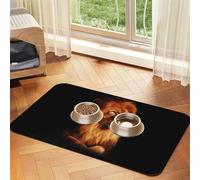 Cara de león Enojada,Tapete para Comida de Mascotas, manteles Individuales de Cuero sintético para Gatos y Perros,30x45cm