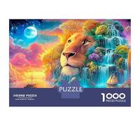 Cara de león se fusiona con un Paisaje de fantasía Puzzle De 1000 Piezas el León Ocio Familiar para Adultos Y Niños 52x38cm/1000pcs