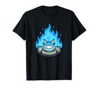 Cara de Llama Azul Loca en Quemador de Estufa de Gas Camiseta