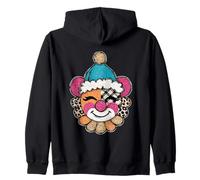 Cara de Payaso de Patchwork juguetona expresión Alegre Sudadera con Capucha