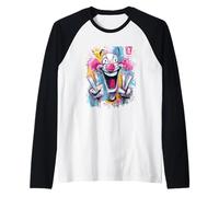 Cara de Payaso Loco Graffiti Pop Personaje gráfico Arte Divertido Camiseta Manga Raglan