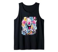 Cara de Payaso Loco Graffiti Pop Personaje gráfico Arte Divertido Camiseta sin Mangas