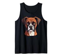 Cara de Perro Boxeador Lindo y Divertido Cachorro de Dibujos Animados mamá o papá Camiseta sin Mangas