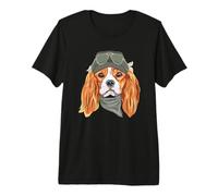 Cara de Perro Cavalier King Charles Spaniel con Sombrero y Bandana Camiseta Premium