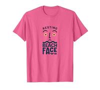 Cara de Playa en Reposo: Vacaciones costeras peculiares Camiseta, Hombre, Rosa Jaspeado, XL