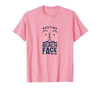 Cara de Playa en Reposo: Vacaciones costeras peculiares Camiseta, Hombre, Rosado, 3XL