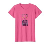 Cara de Playa en Reposo: Vacaciones costeras peculiares Camiseta, Mujer, Rosa Jaspeado, M