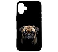 Cara de Pug Perro Pug Negro Carcasa para iPhone 16 Plus