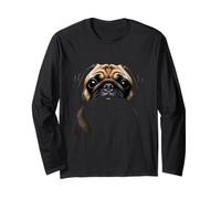 Cara de Pug Perro Pug Negro Manga Larga