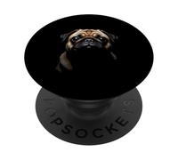 Cara de Pug Perro Pug Negro PopSockets PopGrip Adhesivo