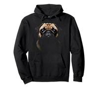 Cara de Pug Perro Pug Negro Sudadera con Capucha