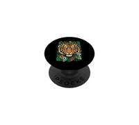 Cara De Tigre Hojas De Selva Tropical Arte Geomé PopSockets PopGrip Adhesivo