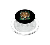 Cara De Tigre Hojas De Selva Tropical Arte Geomé PopSockets PopGrip para MagSafe