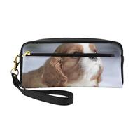 Cara del Cavalier King Charles Spaniel, Bolsa de Maquillaje Bolsa de cosméticos Bolsa de Aseo de Viaje portátil Estuche de Cuero para Mujeres y niñas