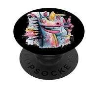 Cara Divertida del Arte gráfico del Personaje del Graffiti de la Paz del Unicornio PopSockets PopGrip Adhesivo