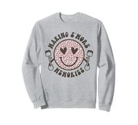 Cara feliz de leopardo retro que hace recuerdos de camping divertido Sudadera