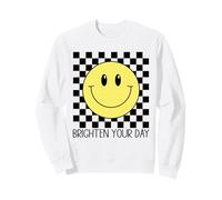Cara Feliz Linda Sonrisa Retro a Cuadros Sonriente Cara Positiva Sudadera