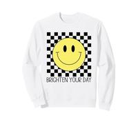 Cara Feliz Linda Sonrisa Retro a Cuadros Sonriente Cara Positiva Sudadera