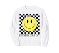 Cara Feliz Linda Sonrisa Retro a Cuadros Sonriente Cara Positiva Sudadera