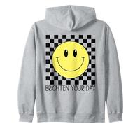 Cara Feliz Linda Sonrisa Retro a Cuadros Sonriente Cara Positiva Sudadera con Capucha