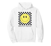 Cara Feliz Linda Sonrisa Retro a Cuadros Sonriente Cara Positiva Sudadera con Capucha